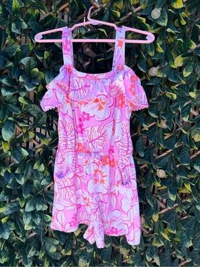 4/$25 • Monkey Bars Tropical Print Off The Shoulder Romper